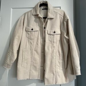 ZARA CORDUROY OVERSHIRT SHACKET | size XS, cream